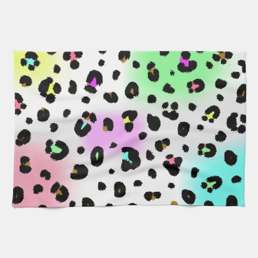 Neon Leopard Print Kitchen Towel Theedoek (Horizontaal)