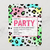 Neon Leopard Print Party nodigt uit Kaart (Voorkant / Achterkant)