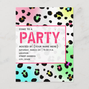 Neon Leopard Print Party nodigt uit Kaart
