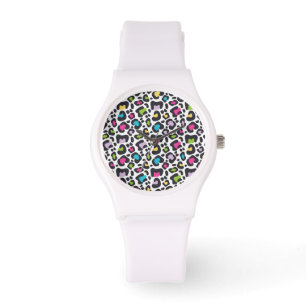 Neon Leopard Print Silicone Watch Horloge