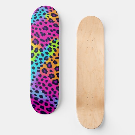 Neon Leopard Print Skateboard (Voorkant)
