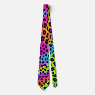 Neon Leopard Print Stropdas
