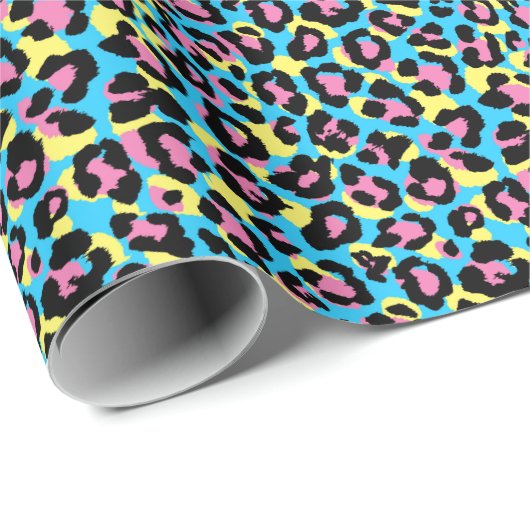 Neon Leopard Spots Patroon Cadeaupapier (Rol Hoek)