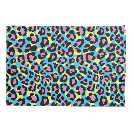 Neon Leopard Spots Patroon Kussensloop (Achterkant-Links)