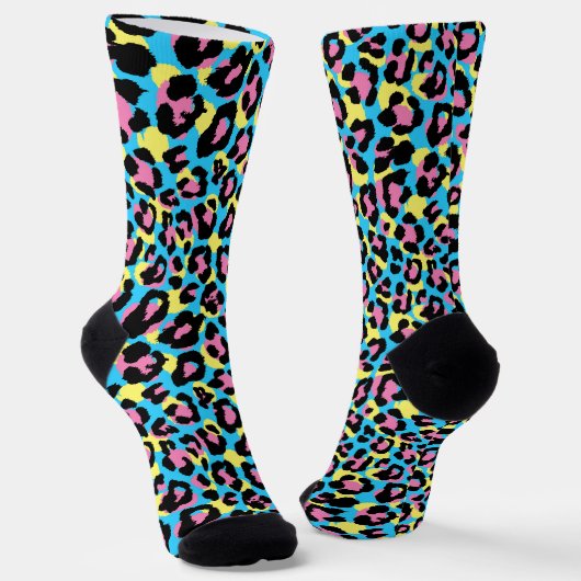 Neon Leopard Spots Patroon Sokken (Gebogen)