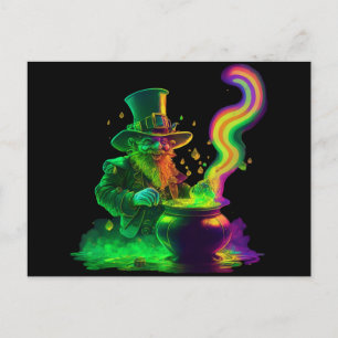 Neon Leprechaun Rainbow Briefkaart