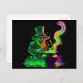 Neon Leprechaun Rainbow Briefkaart (Voorkant / Achterkant)