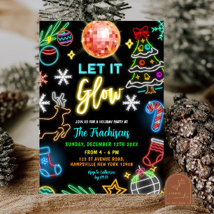 Neon Let It Glow Kerstfeest Kaart
