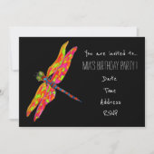 Neon libel jong meisje verjaardagsfeest kaart (Voorkant)