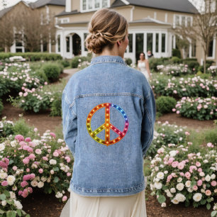 Neon Licht Vredes Teken Unisex Denim Jacket