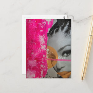 Neon Liefde Dame Mixed Media Collage Briefkaart