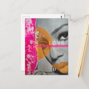 Neon Liefde Vrouw Mixed Media Collage Briefkaart