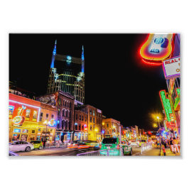 Neon Light Broadway in Nashville Tennessee - Afdru Foto Afdruk