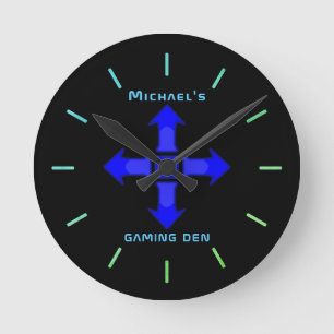 Neon Light GAMING DEN Gepersonaliseerde gamers cad Ronde Klok