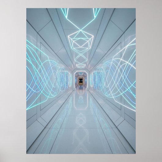 Neon Light Tech Corridor Poster (Voorkant)