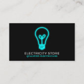 Neon Lightbulb, elektricien Visitekaartje (Voorkant)