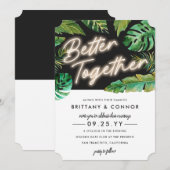 Neon Lights | Betere samenwerking | Tropisch huwel Kaart (Voorkant / Achterkant)