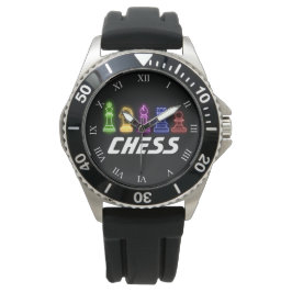 Neon Lights Chess Piecss King Horloge
