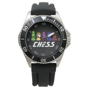 Neon Lights Chess Piecss King Horloge