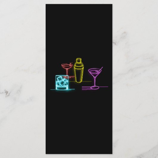 Neon Lights Cocktails Open Bar Menu Mariage (Dos)