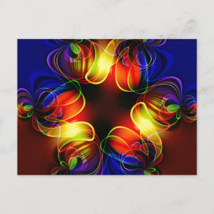 Neon Lights Fractal Briefkaart