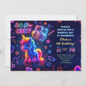 Neon Lights Gloeiende Leuke Eenhoorn Verjaardag Kaart (Voorkant)