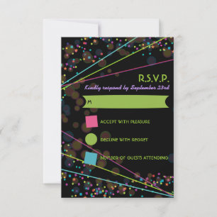 Neon Lights Glow in de donkere RSVP-reactiekaart RSVP Kaartje