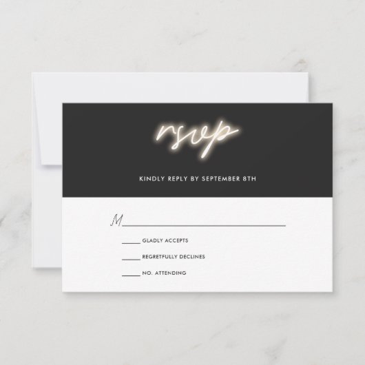 Neon Lights | Modern Wedding RSVP Kaartje (Voorkant)