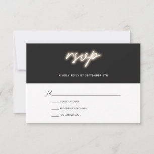Neon Lights Modern Wedding RSVP Kaartje
