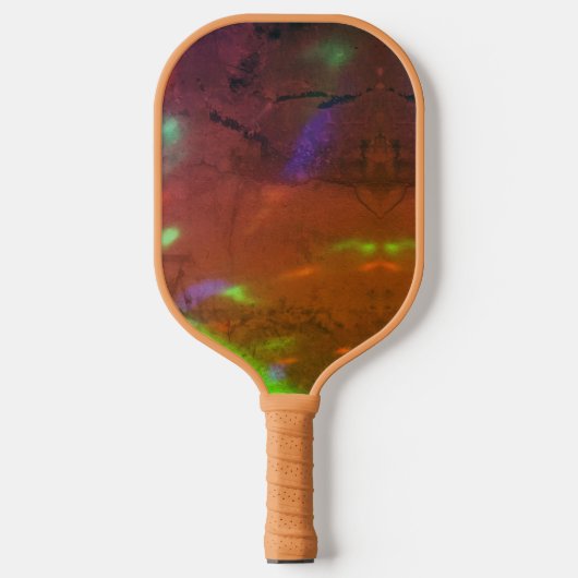 neon lights on cracked rock surface pickleball paddle (Voorkant)