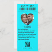 Neon Lights Rock ’n’ Roll Wedding Ticket Kaart (Achterkant)