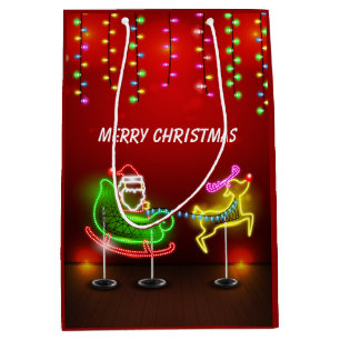 Neon Lights Santa en Rudolph Medium Cadeauzakje