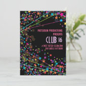 Neon Lights Sweet 16 Club Party Invitation (Debout devant)
