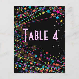 Neon Lights Sweet 16 Club Party Table Number Card Briefkaart