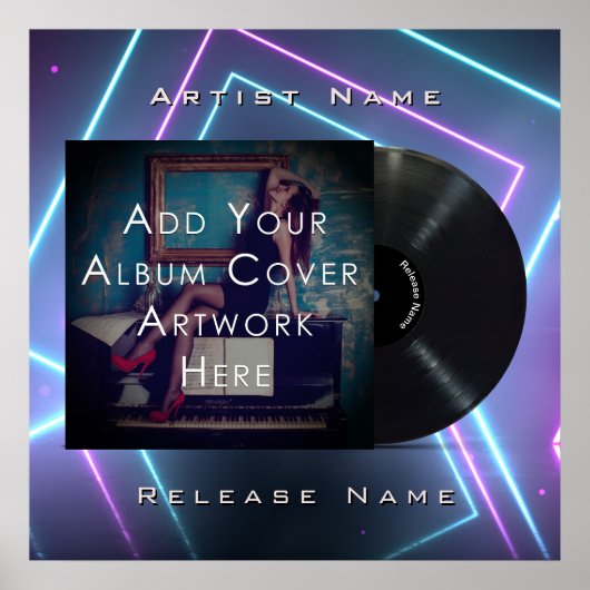 Neon Lights Vinyl Record Poster (Voorkant)