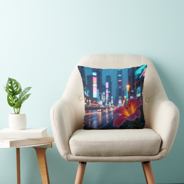 Neon Lily Bloei Kussen (Stoel)