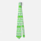Neon Lime Green Striped Stropdas (Voorkant)