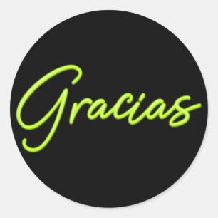 Neon Lime Groen Glow Spaans Gracias Dank U Ronde Sticker