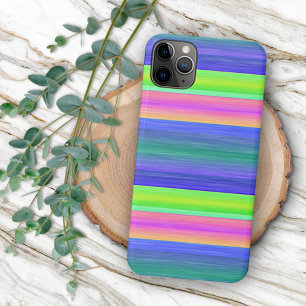 Neon Limegroene Roze Blauwe Strepen Kunstpatroon iPhone 11 Pro Max Hoesje