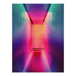 Neon Liminal Hallway Perfect Poster