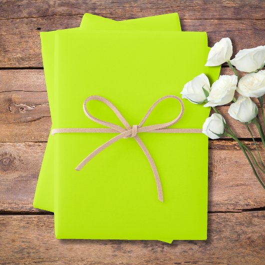 Neon Limoen Geel Effen Kleur Classic | Elegant Inpakpapier Vel