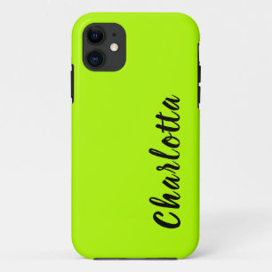 Neon Limoen Solid Color Aangepast aanpassen iPhone 11 Hoesje