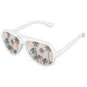 Neon Lined Black Palm Trees on Peach Horizon Aviator Zonnebril (Gekanteld)