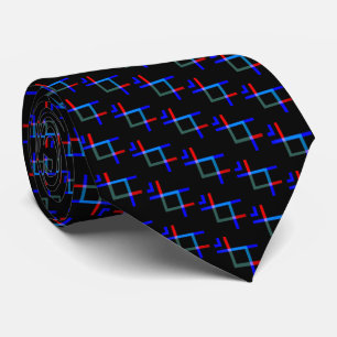 Neon Lines Blue Black Red Pattern Stropdas