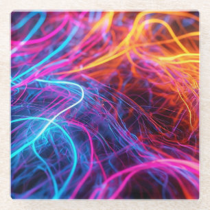 Neon Lines Glazen Onderzetter