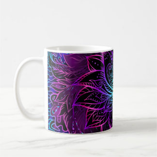 Neon Lotus Bloem Boho Print Koffiemok
