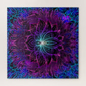 Neon Lotus Bloem Boho Print Legpuzzel (Horizontaal)