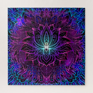Neon Lotus Bloem Boho Print Legpuzzel