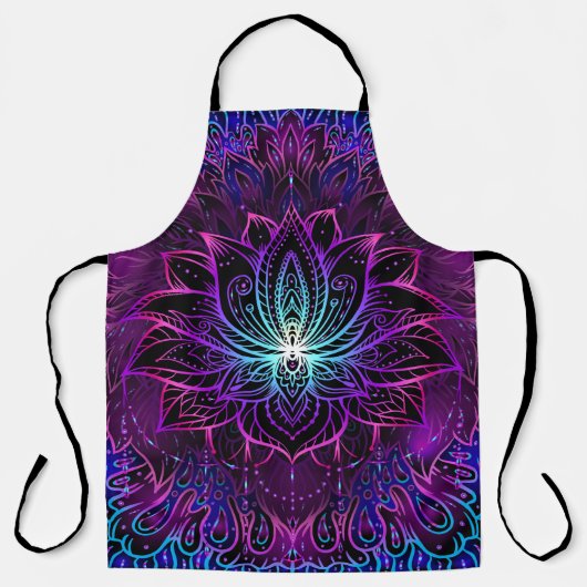 Neon Lotus Bloem Boho Print Schort (Voorkant)