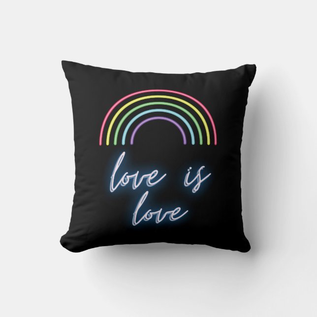 Neon Love is Love Rainbow Kussen (Voorkant)
